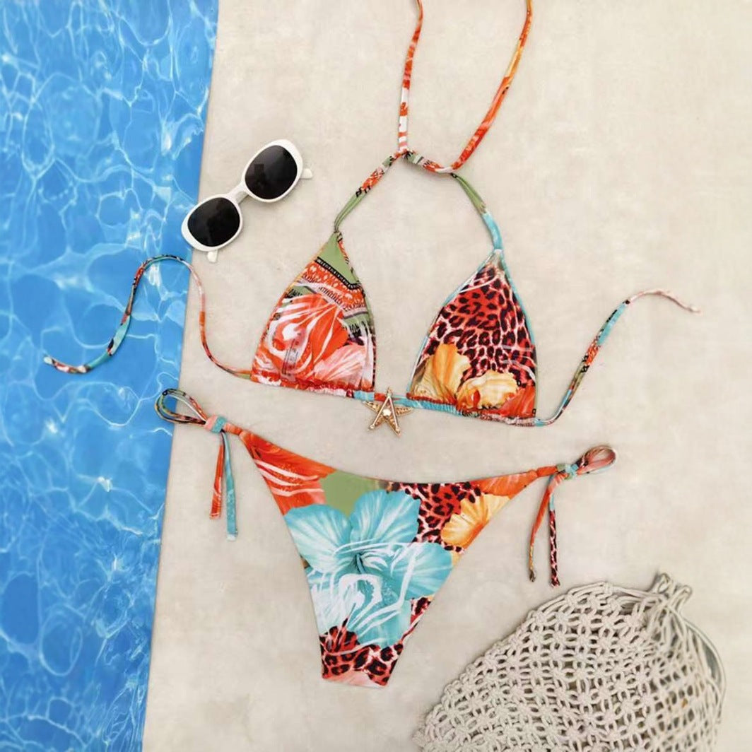Damen Triangel-Bikini mit floralem Design und verstellbaren Bändern Echo Archiv