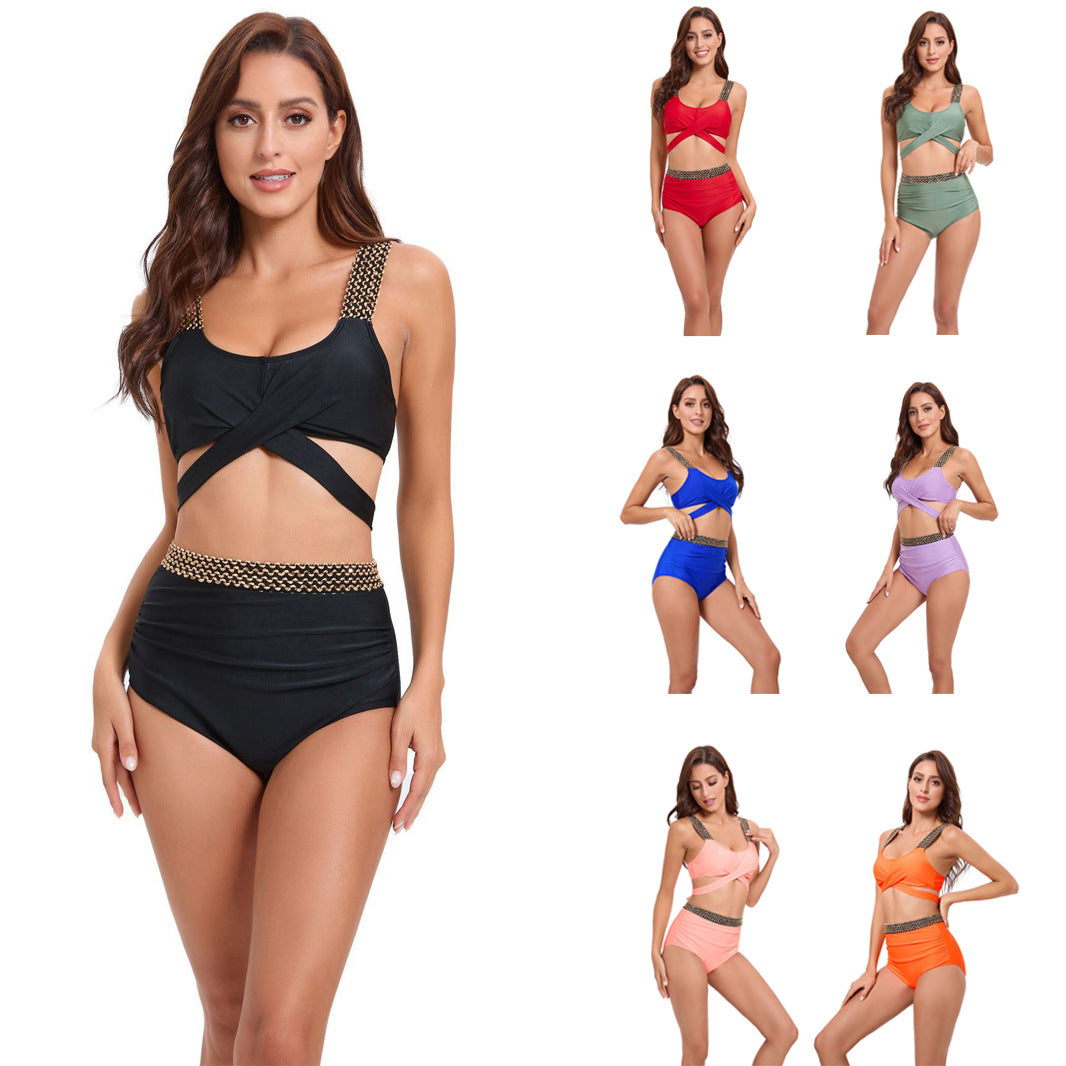 Damen Sportliches Bikini-Set mit raffiniertem Wickeldesign und verstellbaren Trägern Echo Archiv