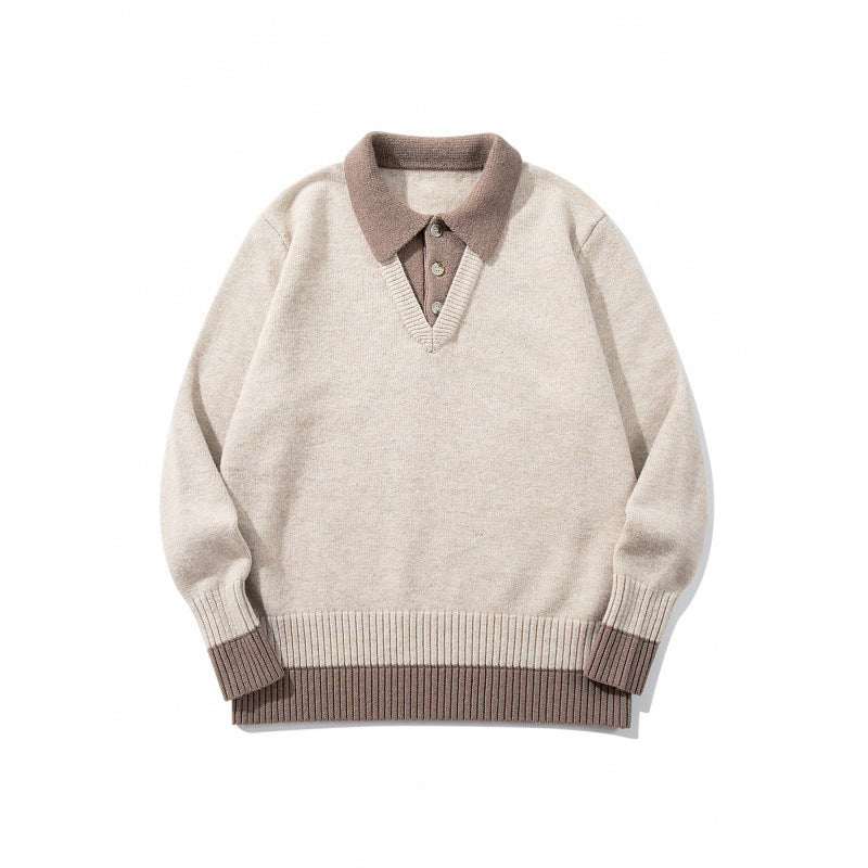 Herren Oversized Feinstrick-Polo mit kontrastbesetztem Hemdkragen und Rippenbündchen Echo Archiv