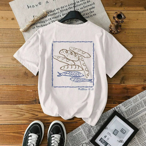 Damen Kurzarm T-Shirt mit kreativem Fischnetz-Motiv Echo Archiv