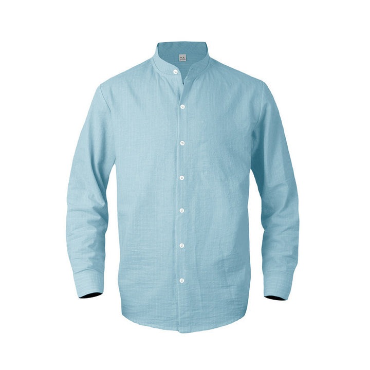 Herren elegantes gestreiftes Hemd mit Stehkragen und modernen Details Echoarchiv