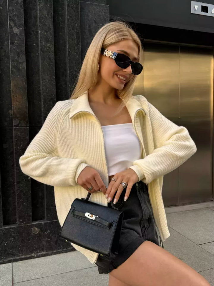Damen Moderner Strickjacke mit hochwertigem Reißverschluss Echo Archiv
