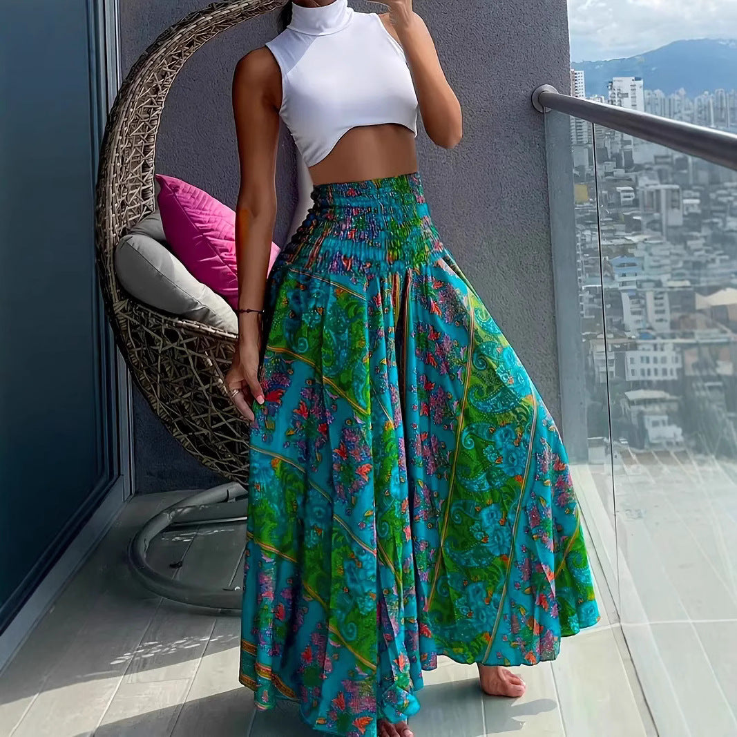 Damen Maxirock mit hohem Smokbund und floraler Paisley‑Optik Echo Archiv
