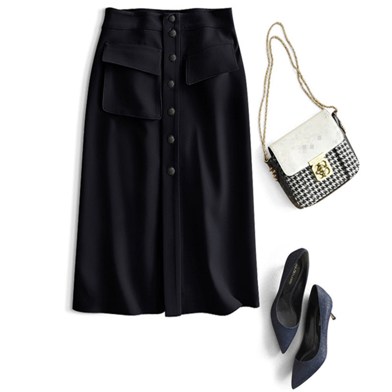 Damen Eleganter Midirock mit Taschen Echoarchiv