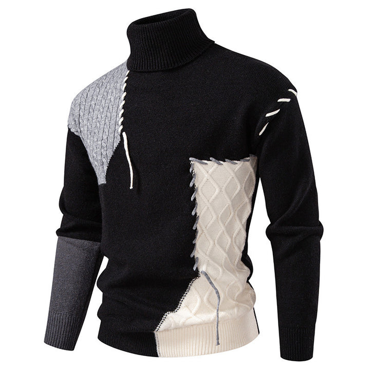 Herren Rollkragenpullover mit kreativem Strickdesign Echoarchiv