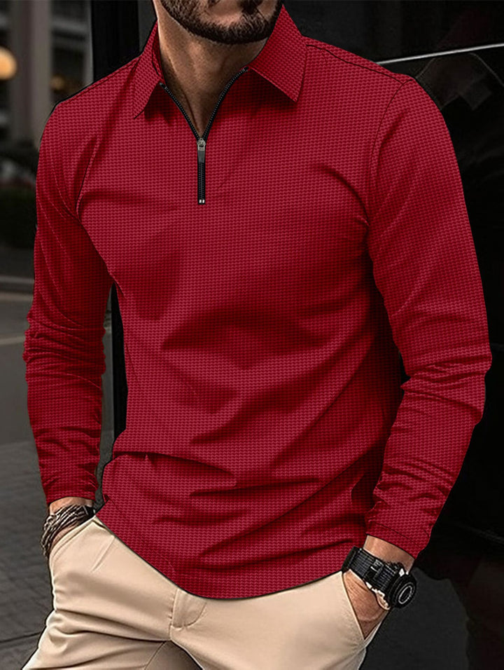 Herren Langarmshirt mit modernem Stehkragen und stylischem Reißverschluss Echoarchiv