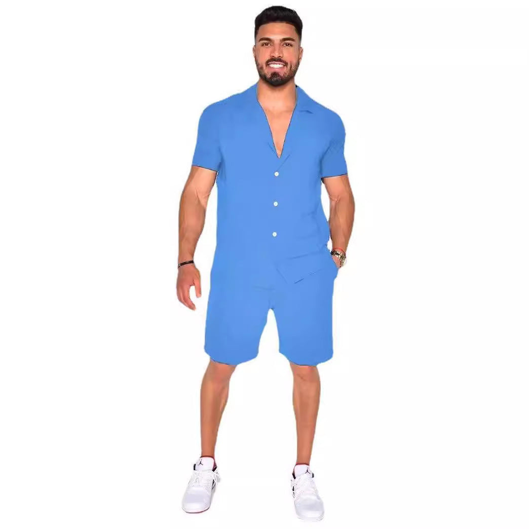 Herren lässiges Kurzarmhemd und Shorts Set Echoarchiv