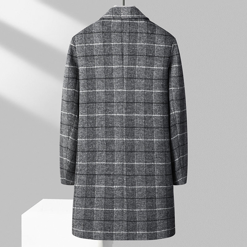 Herren Karierter Wollmix-Kurzmantel mit schlanker Silhouette und Reverskragen Echo Archiv