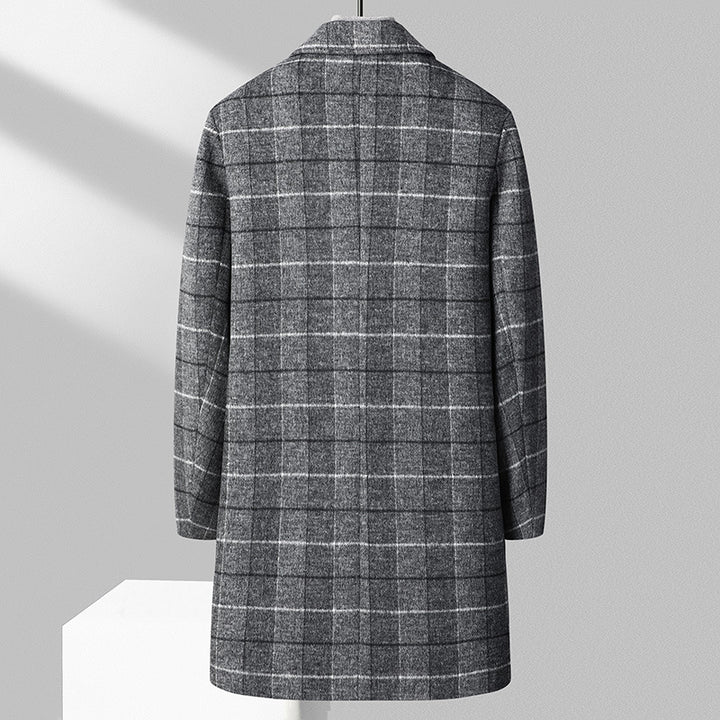 Herren Karierter Wollmix-Kurzmantel mit schlanker Silhouette und Reverskragen Echo Archiv
