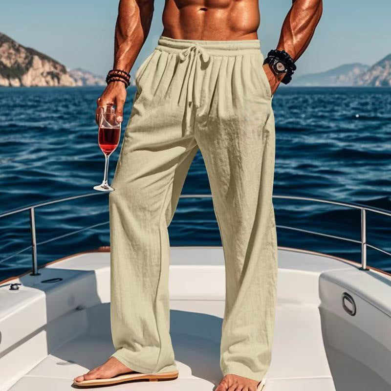 Herren Bequeme Leinenhose mit elastischem Bund Echoarchiv