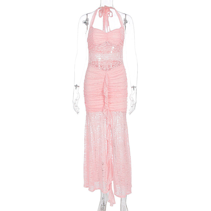 Damen Raffiniertes Maxikleid mit Spitzenakzenten und tiefem Schlitz Echo Archiv