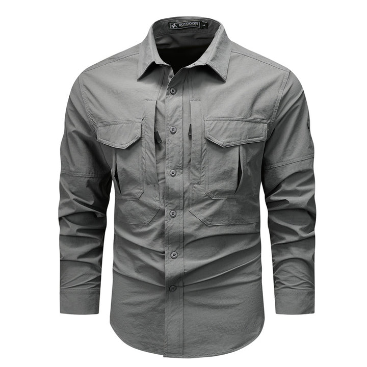 Herren nan strukturiertes Overshirt aus atmungsaktivem Ripstop mit zwei Klappbrusttaschen Echo Archiv