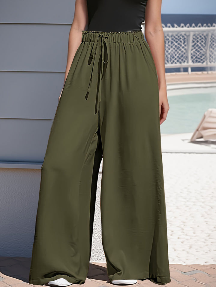 Damen Weite Palazzo‑Hose mit Paperbag‑Bund und Kordelzug – Avélisse