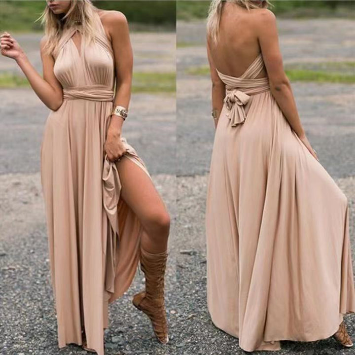 Damen Maxikleid mit elegantem Schlitz und bindbarem Oberteil Echo Archiv