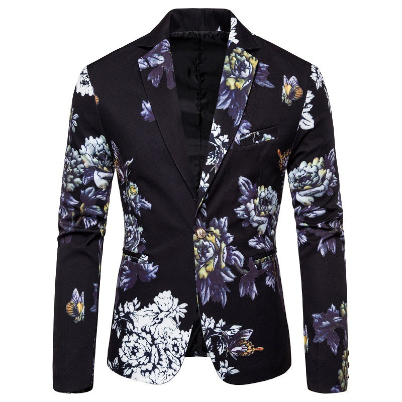 Herren eleganter Blazer mit floralen Mustern und strukturiertem Design Echoarchiv