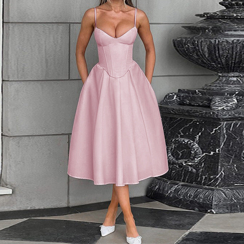 Damen Midikleid mit herzförmigem Ausschnitt und schwingendem Rock Echo Archiv
