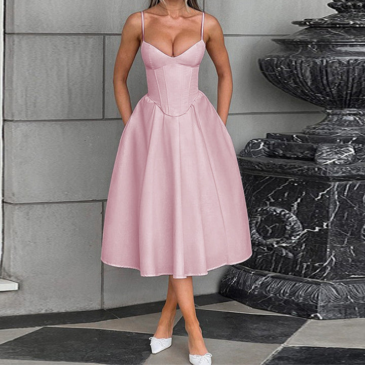 Damen Midikleid mit herzförmigem Ausschnitt und schwingendem Rock Echo Archiv