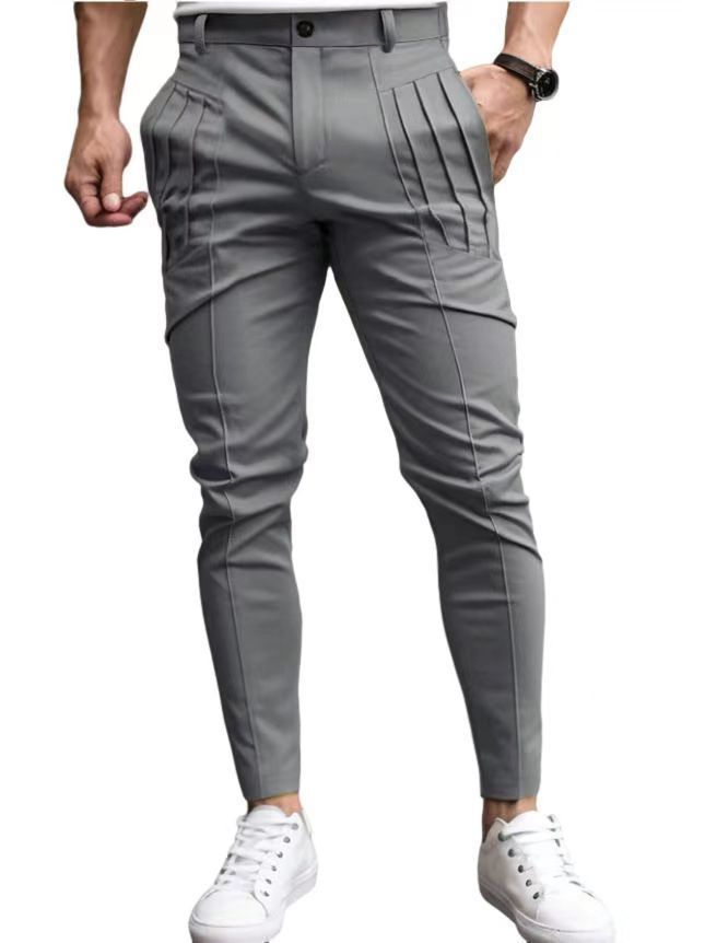 Herren nan schmale Bundfalten-Chino mit dekorativen Längsfalten und tapered Bein Echo Archiv