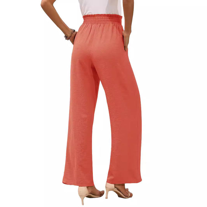 Damen Paperbag-Hose mit weitem Bein, elastischer Taille und Bindegürtel Echoarchiv