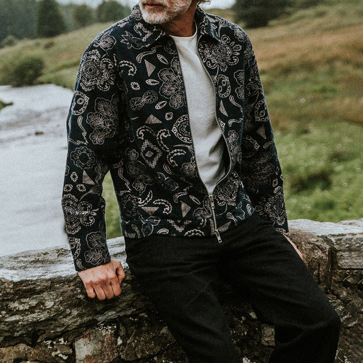 Herren Zip-Jacke mit floralem Design und praktischen Taschen Echoarchiv