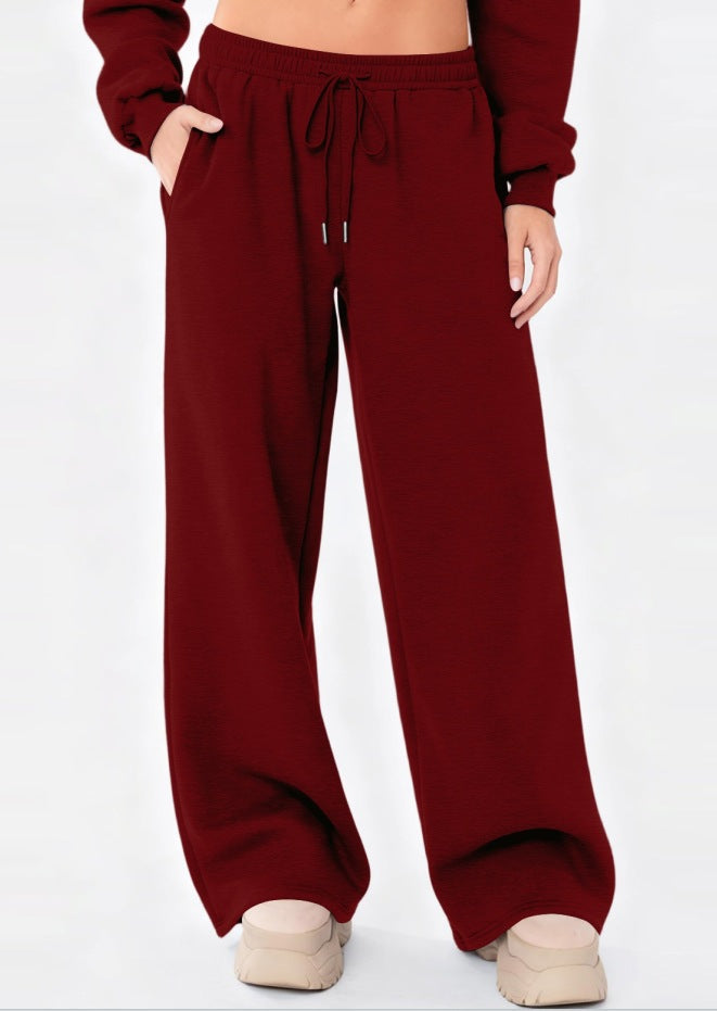 Damen weite Loungehose mit hohem Komfortbund, elastischem Tunnelzug und seitlichen Eingrifftaschen – Avélisse