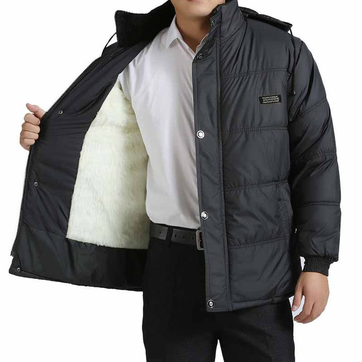 Herren modische Steppjacke mit kuscheligem Innenfutter und verstellbarem Kapuzenkragen Echoarchiv