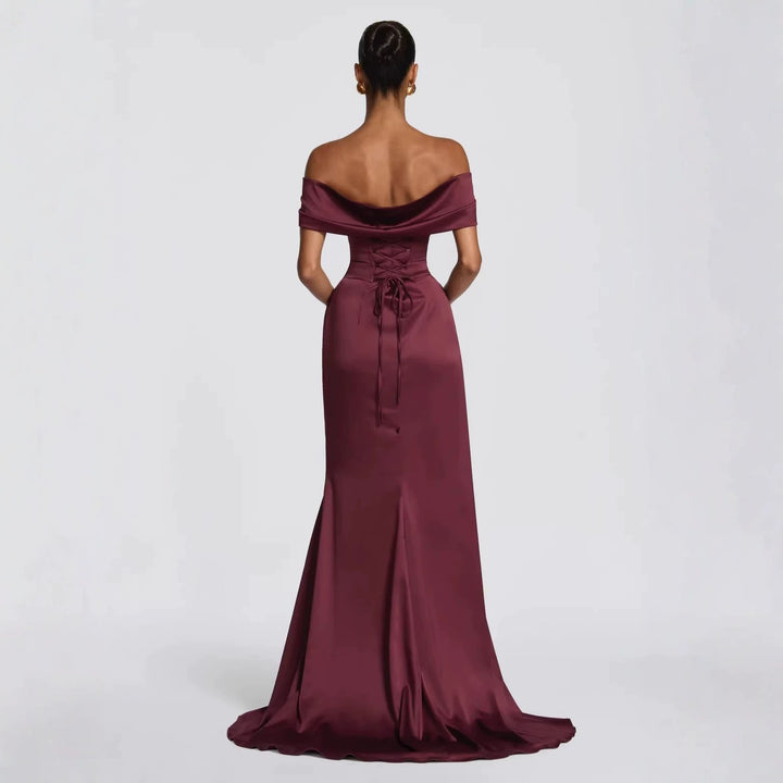 Damen Elegantes Off-Shoulder-Maxikleid mit seitlichem Schlitz Echo Archiv