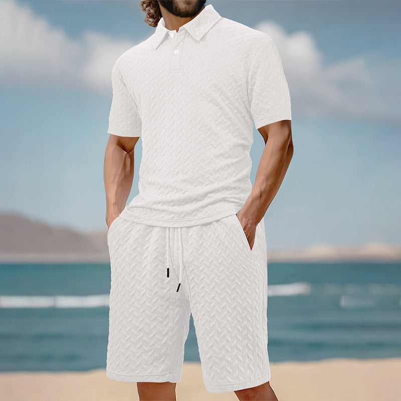 Herren Polo-Shorts-Set aus atmungsaktivem Strukturmaterial mit modischem Design Echoarchiv