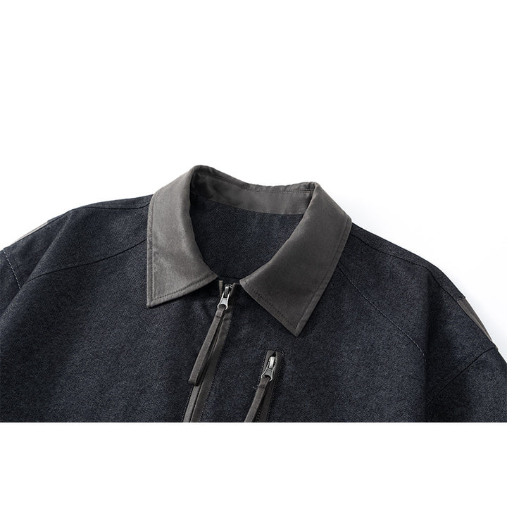 Herren Oversize-Übergangsjacke aus Wollmix mit Hemdkragen, Brust‑Zipper & elastischem Saum Echoarchiv