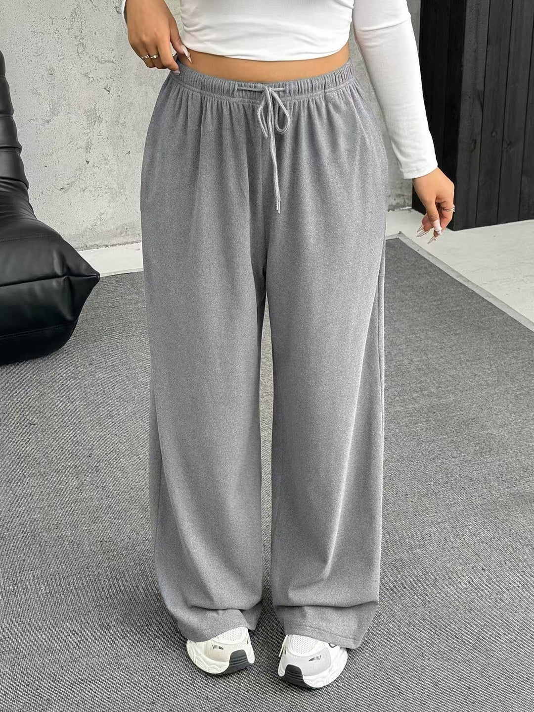 Damen nan weite Relaxhose mit hohem Bund elastischem Kordelzug und weitem Bein Echo Archiv