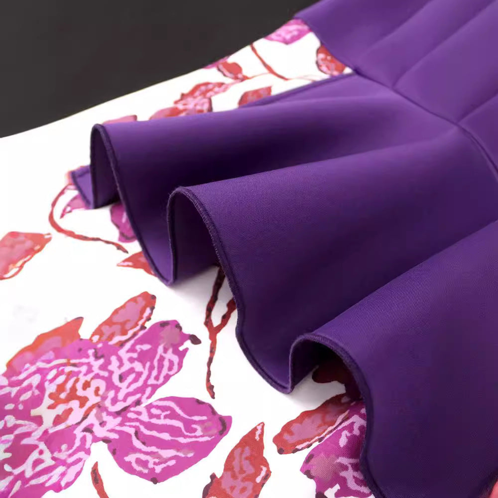 Damen elegantes Kleid mit asymmetrischem Rüschendesign und floralen Mustern Echo Archiv