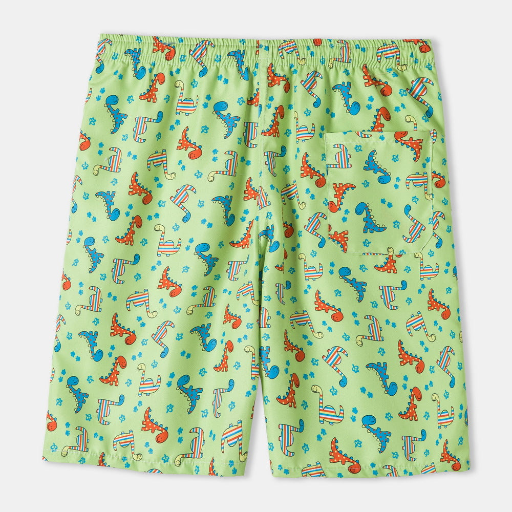 Herren Badeshorts mit verspieltem Dinosaurier-Motiv und elastischem Bund Echoarchiv