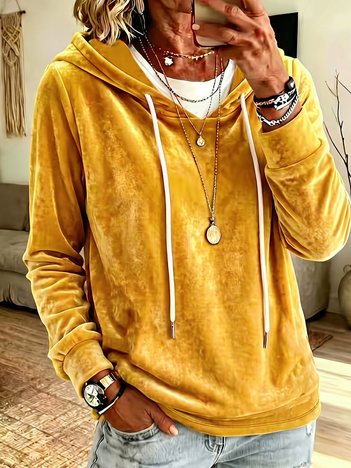 Damen Samt-Kapuzenpullover mit Relaxed-Fit und Kordelzug Echoarchiv