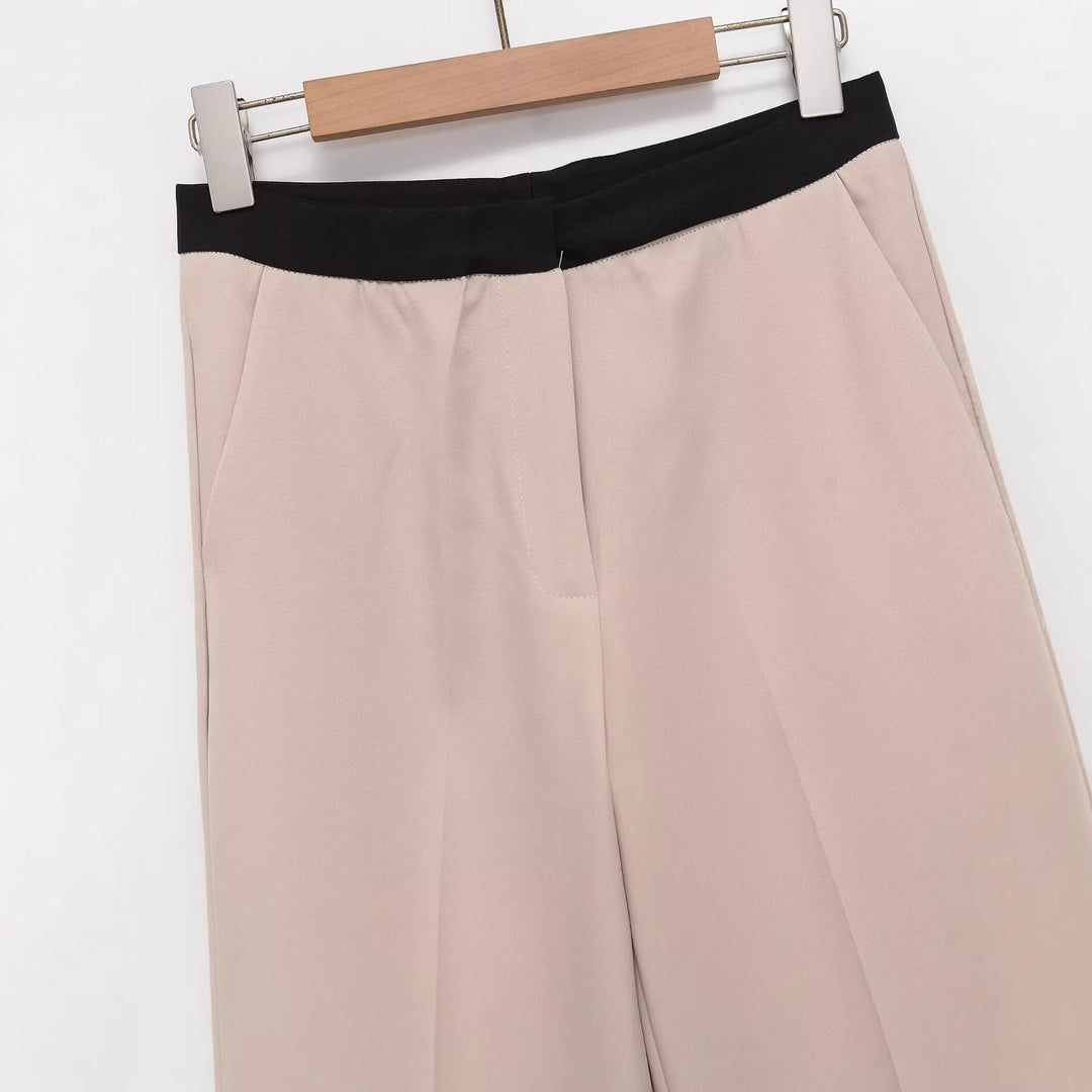 Damen Weite Palazzo-Hose mit elastischem Kontrastbund und Bügelfalten Echo Archiv