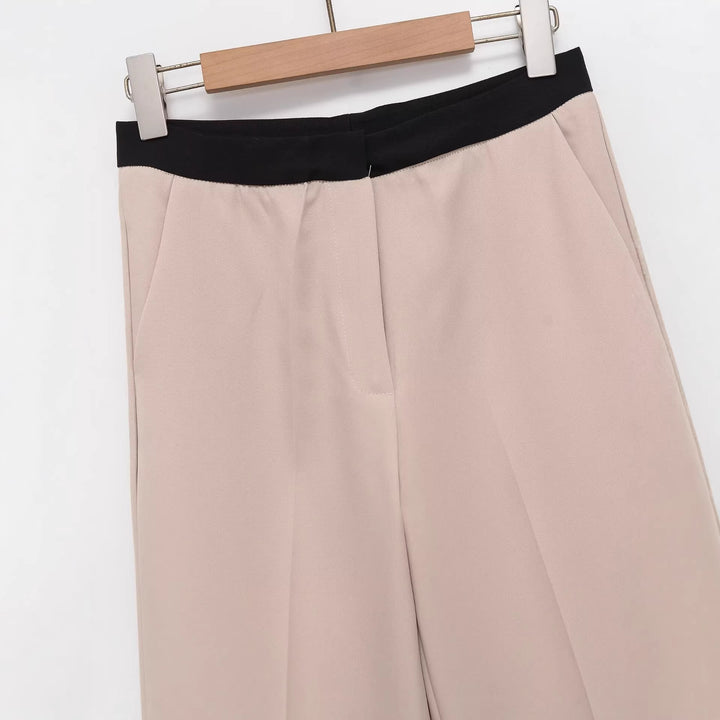 Damen Weite Palazzo-Hose mit elastischem Kontrastbund und Bügelfalten Echo Archiv