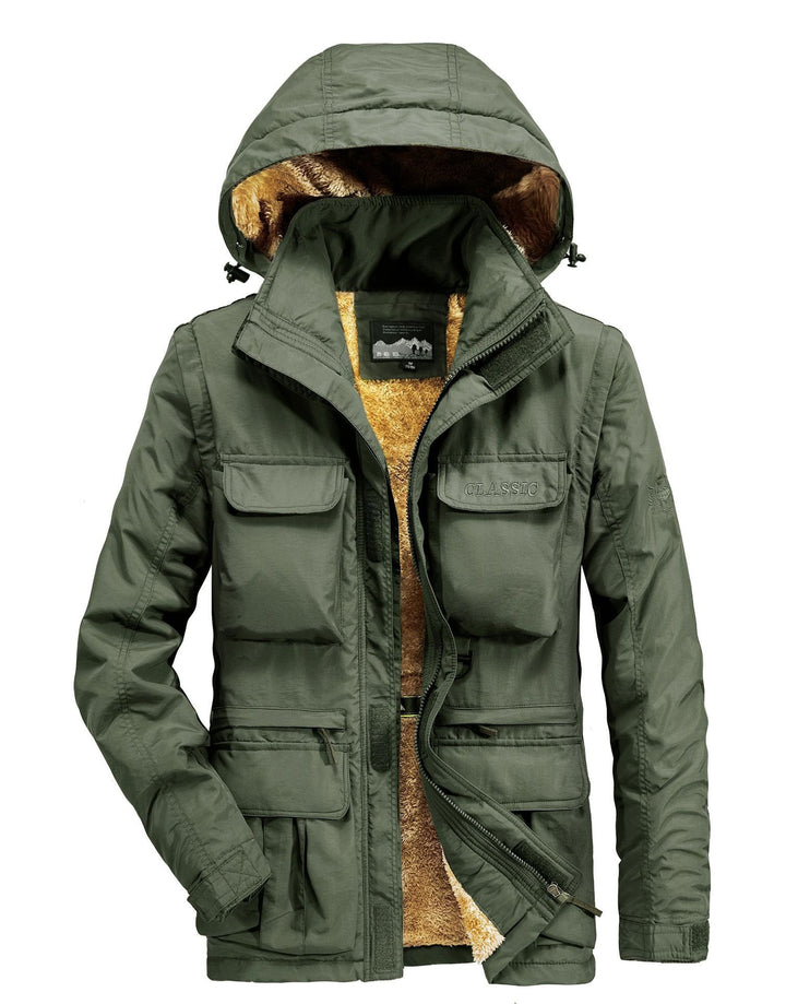 Herren Thermo-Parka mit Teddyfleece-Innenfutter, Kapuze und Multifunktionstaschen Echoarchiv
