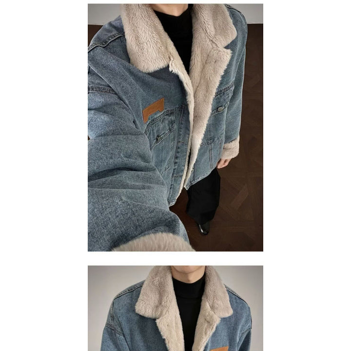 Herren Denim-Jacke mit Kunstfellkragen Echo Archiv