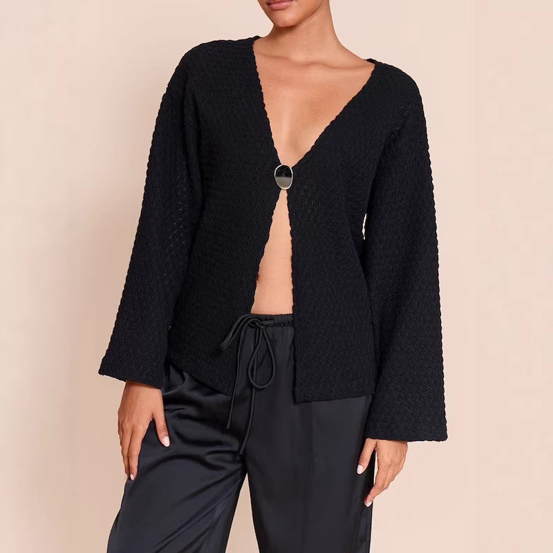 Damen Stylischer Strickcardigan mit tiefem V-Ausschnitt Echo Archiv