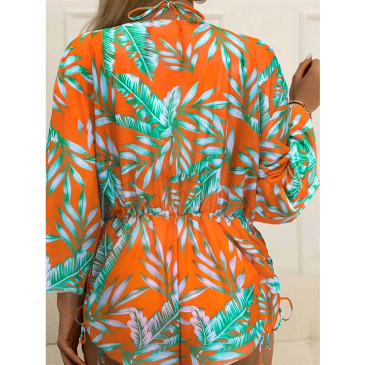 Damen Wendbare Strandmode mit floralem Kimono und Bikini Echo Archiv
