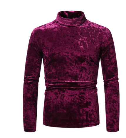Herren eleganter Rollkragenpullover aus luxuriösem Samtstoff Echoarchiv