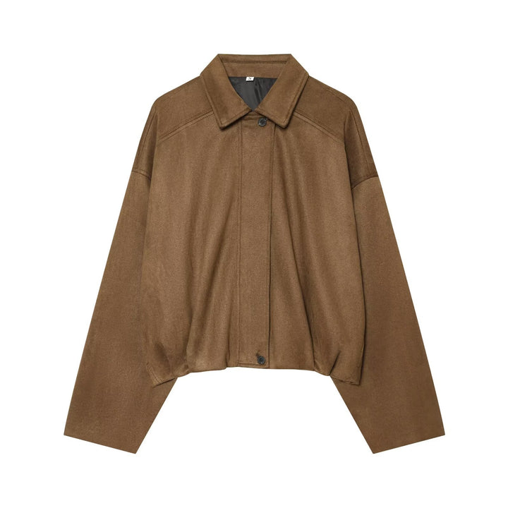 Damen Kurzgeschnittene Oversize Cape-Jacke mit Hemdkragen und verdeckter Knopfleiste Echo Archiv