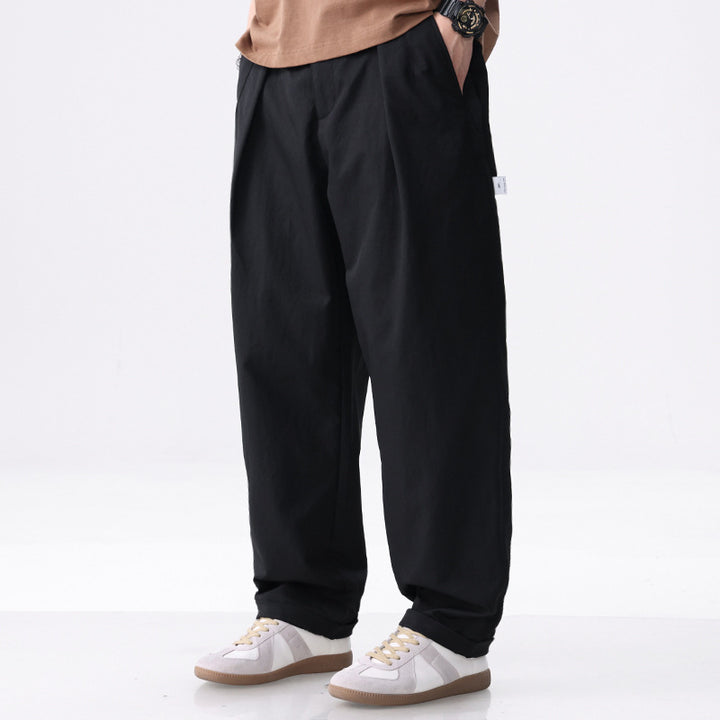 Herren Weite Baumwollmix-Cargohose mit Bundfalten und elastischem Kordelzug Echoarchiv