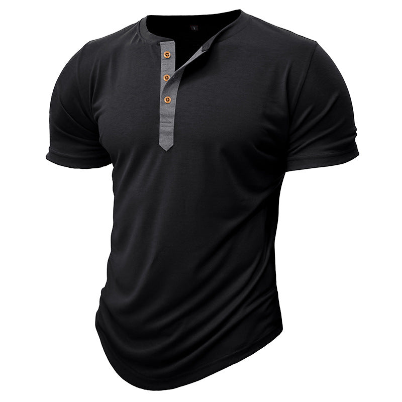 Herren Henley T-Shirt mit Knöpfen und lässigem Schnitt Echoarchiv