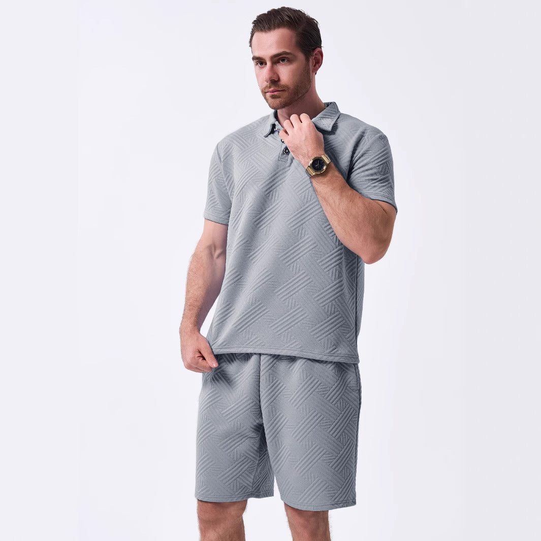 Herren Sportliches Set mit strukturiertem Oberteil und Shorts Echoarchiv