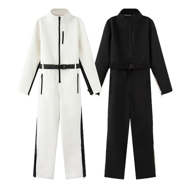 Damen Utility-Overall mit hohem Kragen, funktionalen Reißverschlüssen und Taillengürtel Echo Archiv