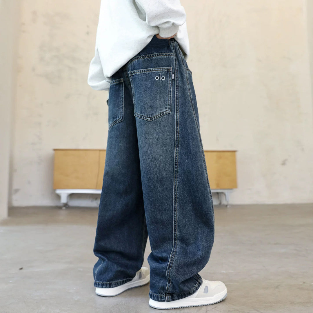 Damen lässige weite Denim-Hosen Echo Archiv