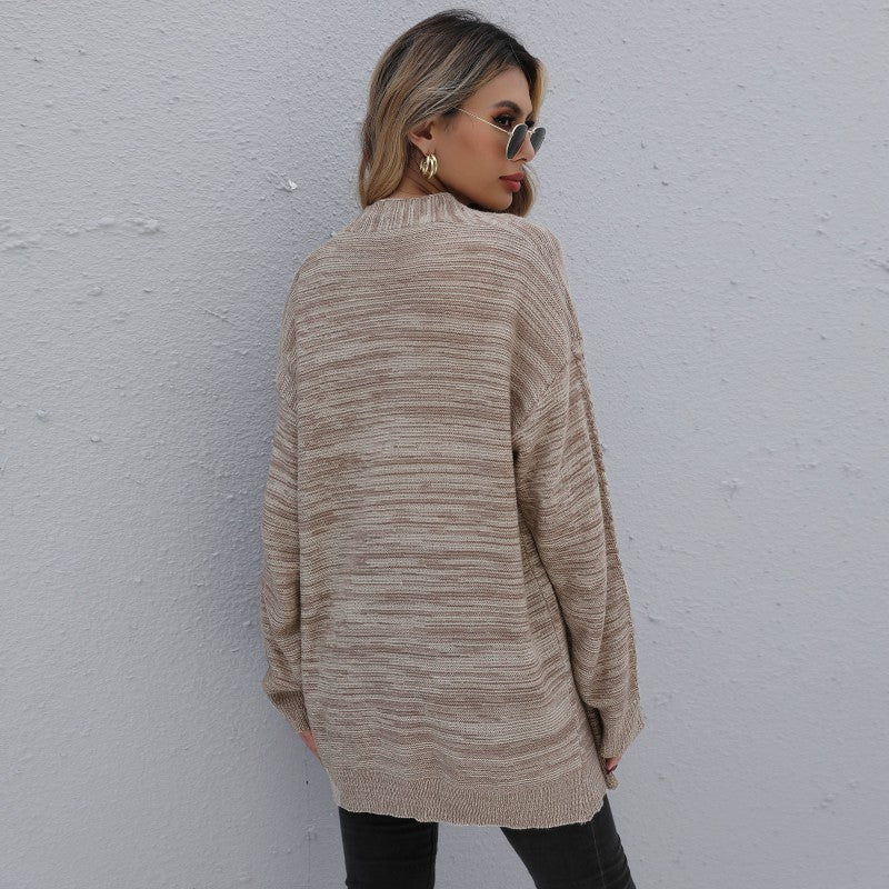 Damen Lässiger Oversize-Strickcardigan mit Zopfmuster offener Front Echoarchiv