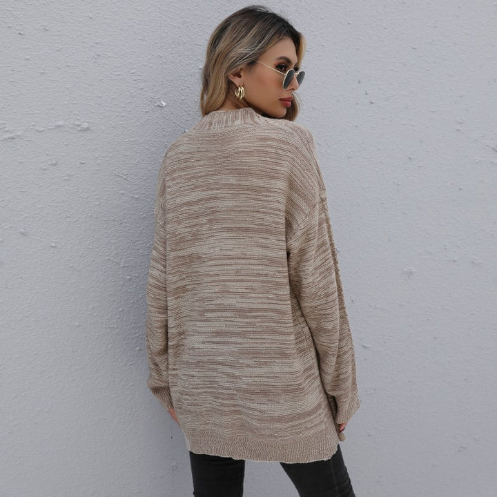 Damen Lässiger Oversize-Strickcardigan mit Zopfmuster offener Front Echoarchiv