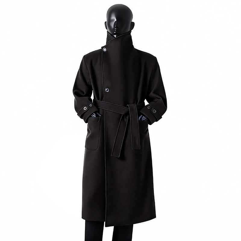 Herren Eleganter Langmantel aus Wollmix mit großzügigem Schalkragen und Krempelmanschetten Echoarchiv
