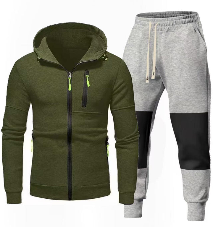 Herren Sportliches Hoodie- und Jogginghose-Set mit Funktionalen Reißverschlusstaschen Echoarchiv